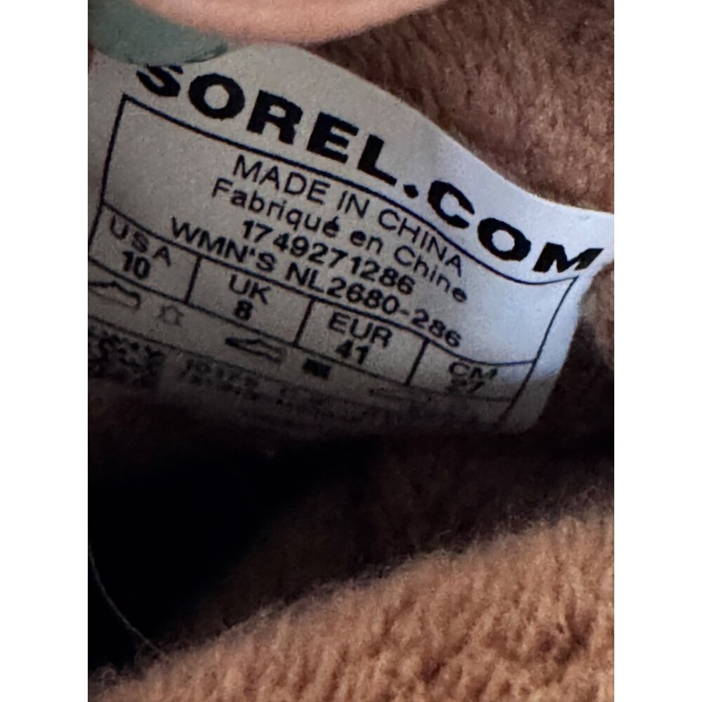 SOREL Emelie NL2680-286 Tan Suede Leather Waterproof Lace Up Tall Boots Faux Fur - Picture 10 of 10